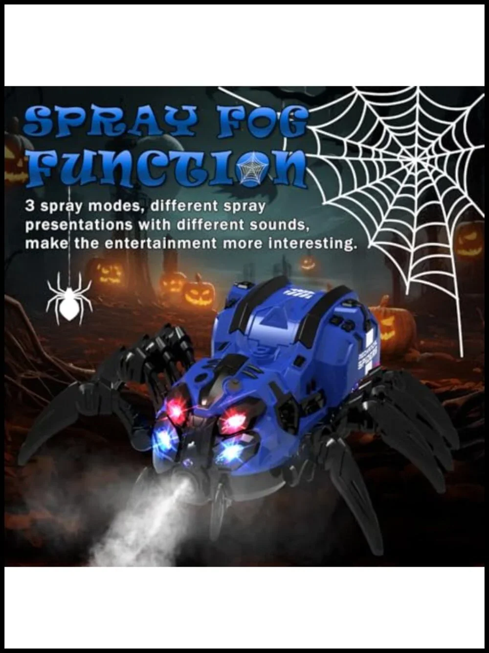 RC Spider Robot Toy with Remote, Lights, Music & Mist Spray - Halloween Gift
